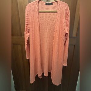 Coral Textured Open Cardigan medium